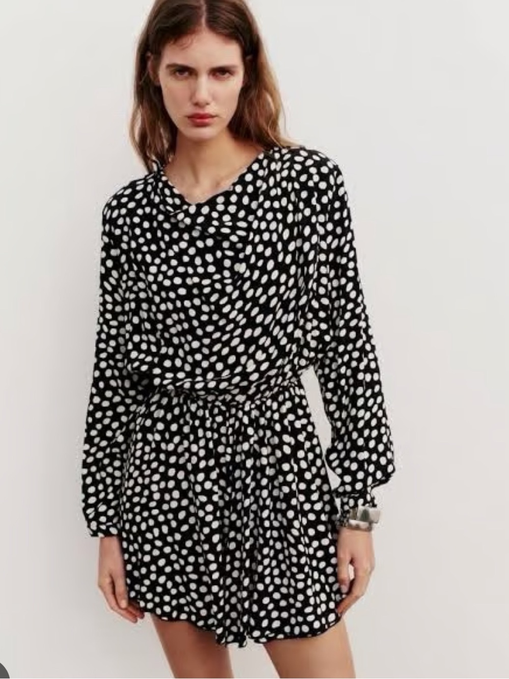 Zara 🖤 Black and White Polka Dot Mini Dress